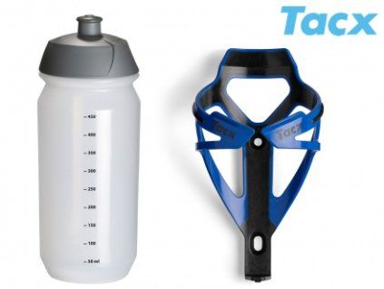 Košík TACX Deva + Láhev Shiva 0,5l (modrá/karbon)