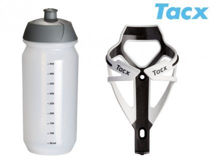 Košík TACX Deva + Láhev Shiva 0,5l (bílá/karbon)