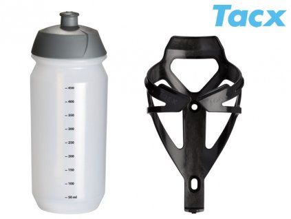 Košík TACX Deva + Láhev Shiva 0,5l (černá/karbon)