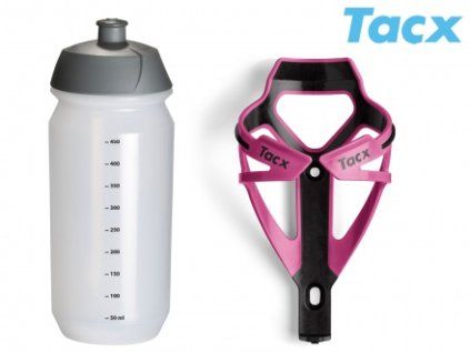 Košík TACX Deva + Láhev Shiva 0,5l (růžová/karbon)