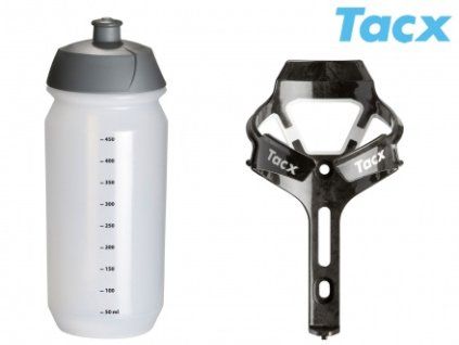 Košík TACX Ciro + Láhev Shiva 0,5l (bílá/karbon)