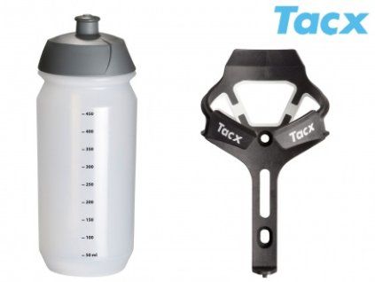 Košík TACX Ciro + Láhev Shiva 0,5l (bílá-matná/karbon)
