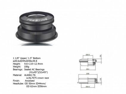 Hlavové složení ACO-F13H Internal (1 1/8" / 1,5"; d: 39,8/ 44/ 56 mm) (černá)